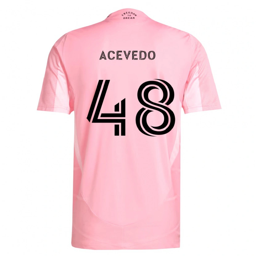 Danxen Criança Camisola Matías Acevedo #48 Rosa Preto Principal 2026/27 Camisa