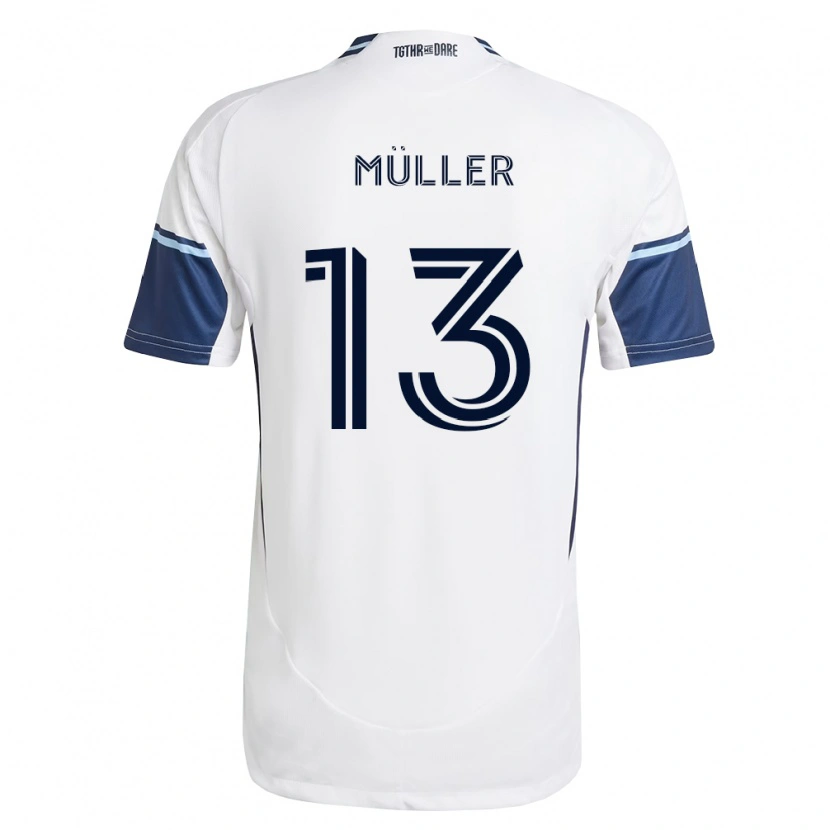Danxen Criança Camisola Thomas Müller #13 Branco Azul Real Principal 2026/27 Camisa