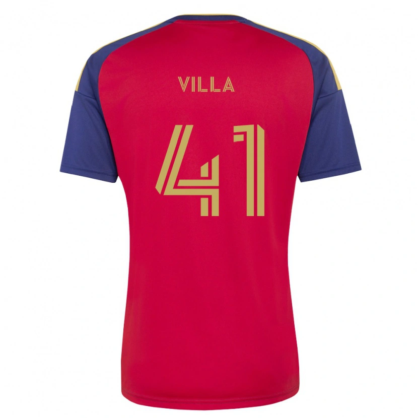 Danxen Criança Camisola Gio Villa #41 Azul Real Marrom Vermelho Principal 2026/27 Camisa