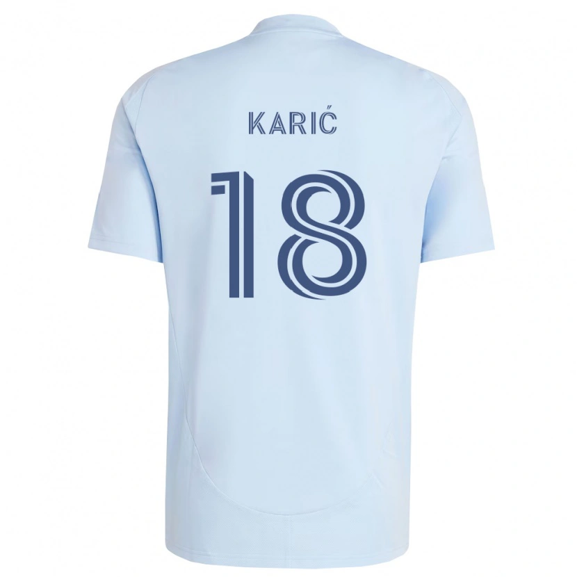 Danxen Criança Camisola Emir Karić #18 Azul Claro Cinza Claro Principal 2026/27 Camisa