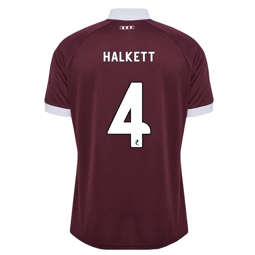 Danxen Criança Camisola Craig Halkett #4 Branco Borgonha Principal 2026/27 Camisa