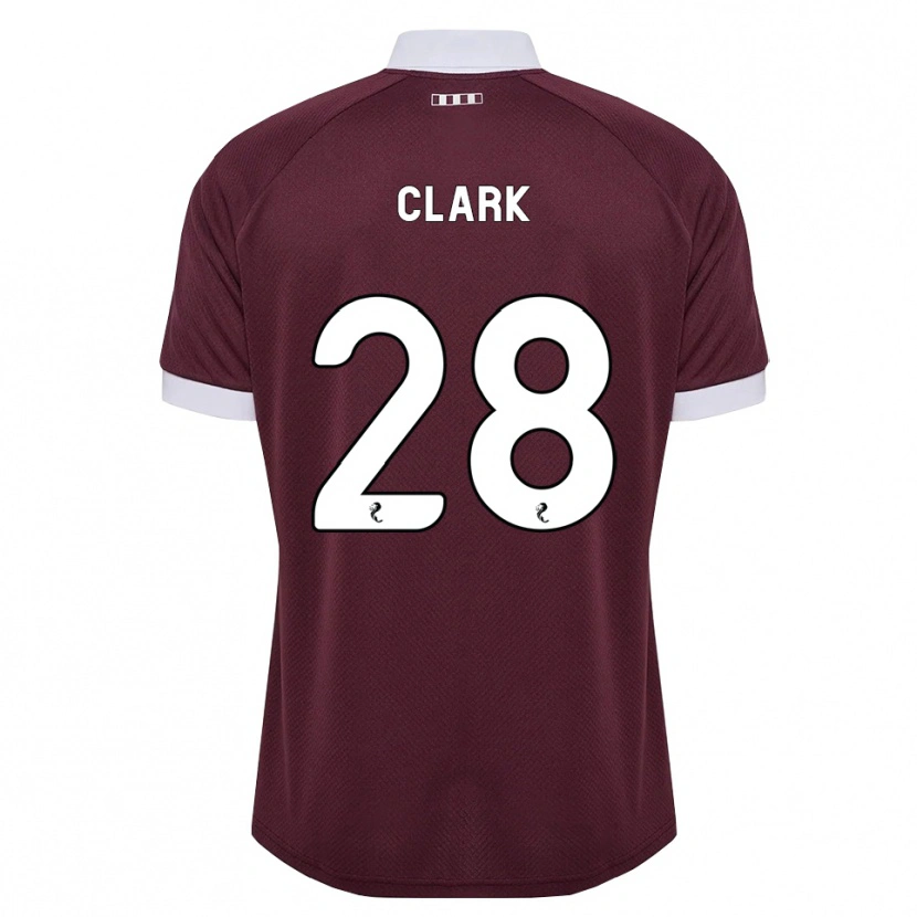 Danxen Criança Camisola Zander Clark #28 Branco Borgonha Principal 2026/27 Camisa