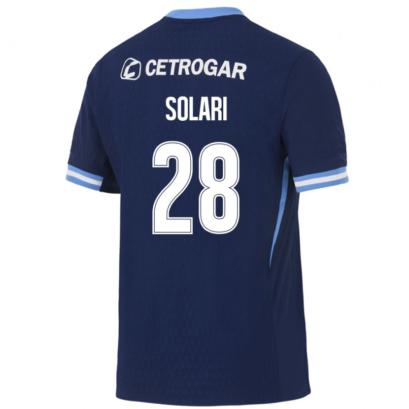 Danxen Criança Camisola Santiago Solari #28 Azul Real Azul Claro Branco Alternativa 2026/27 Camisa