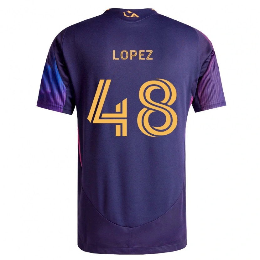 Danxen Criança Camisola Diego López #48 Roxo Escuro Amarelo Alternativa 2026/27 Camisa