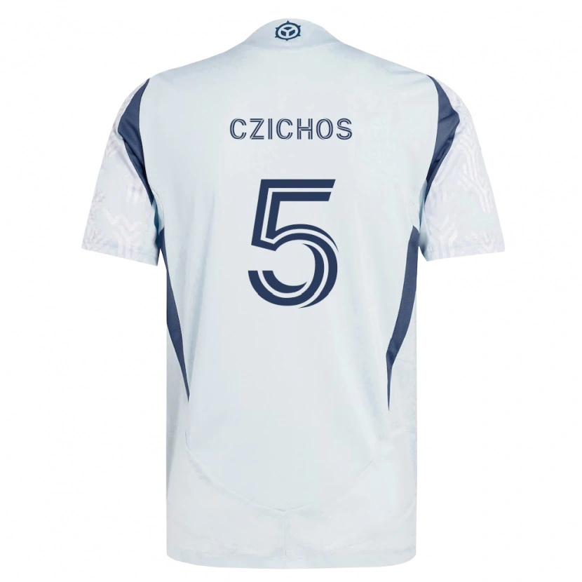 Danxen Criança Camisola Rafael Czichos #5 Azul Branco Cinza Alternativa 2026/27 Camisa