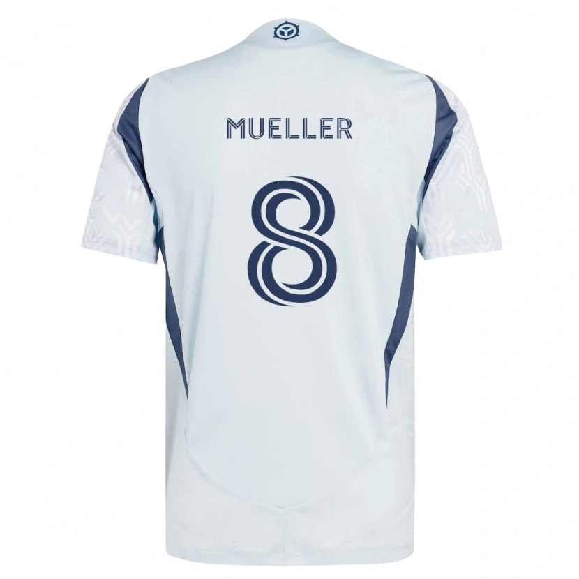 Danxen Criança Camisola Chris Mueller #8 Azul Branco Cinza Alternativa 2026/27 Camisa