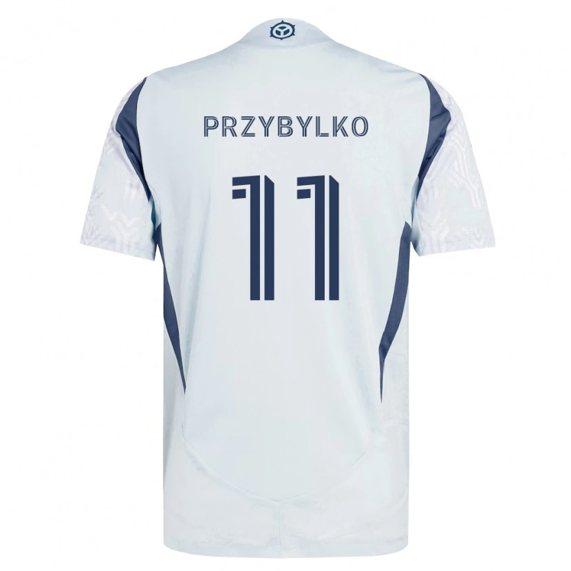 Danxen Criança Camisola Kacper Przybylko #11 Azul Branco Cinza Alternativa 2026/27 Camisa