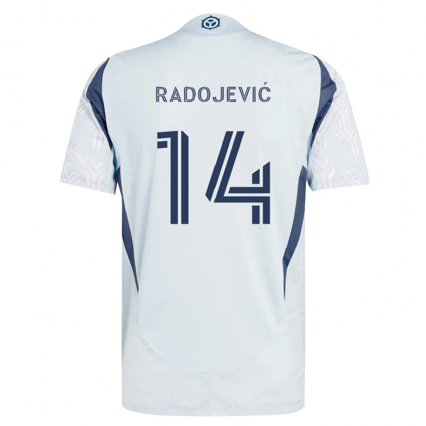 Danxen Criança Camisola Viktor Radojević #14 Azul Branco Cinza Alternativa 2026/27 Camisa