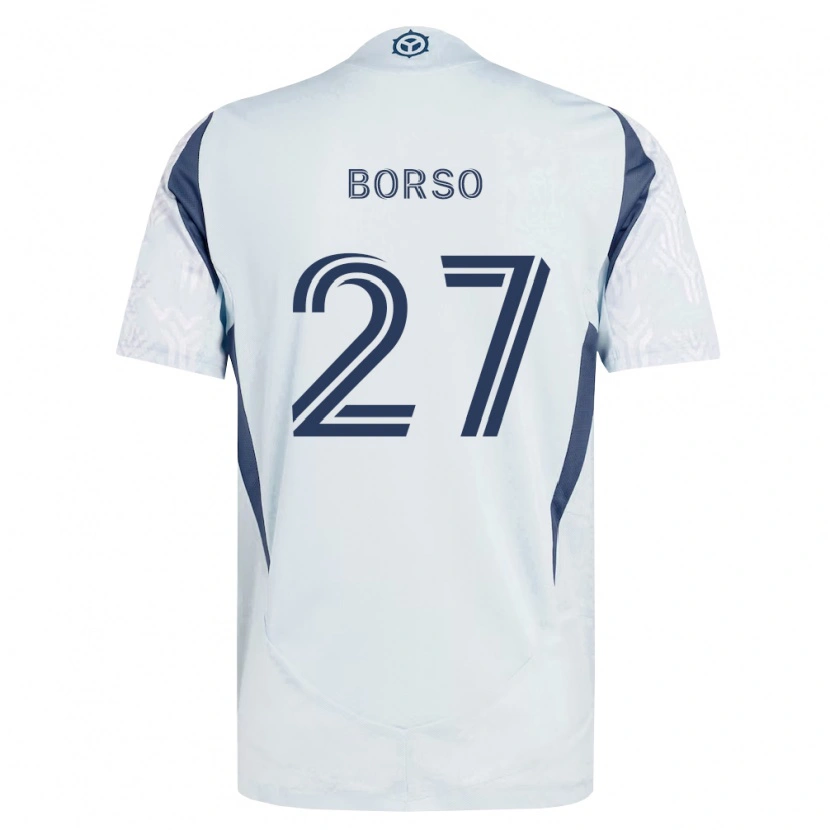 Danxen Criança Camisola Dylan Borso #27 Azul Branco Cinza Alternativa 2026/27 Camisa