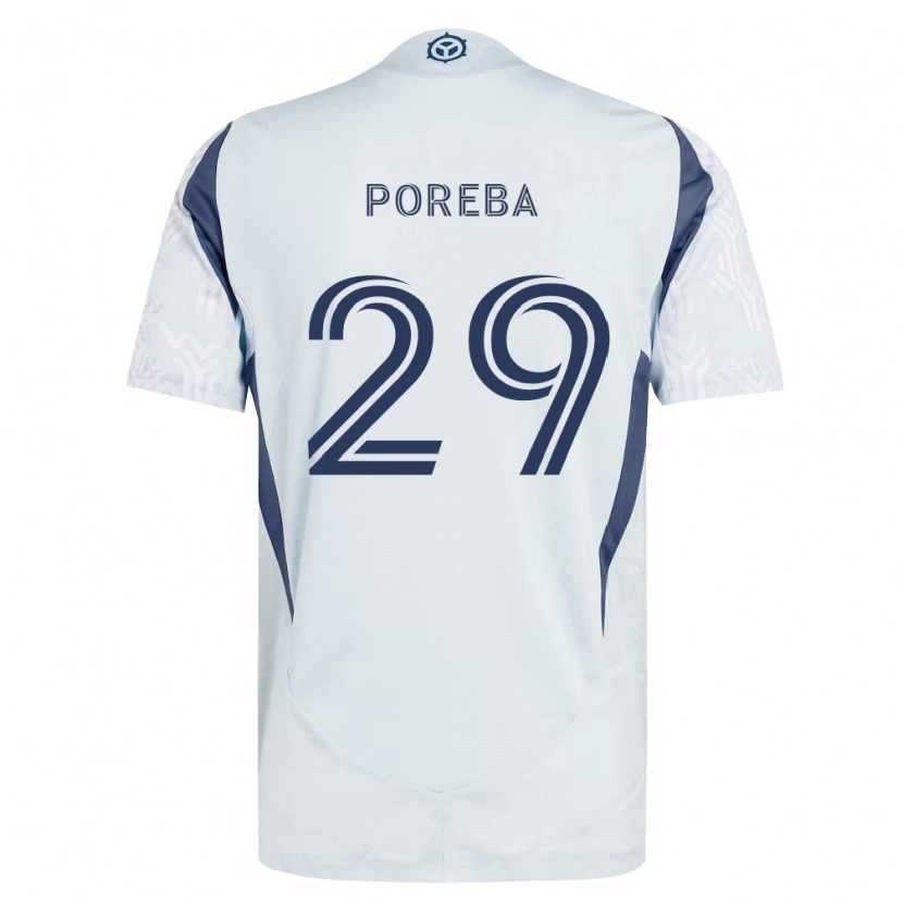 Danxen Criança Camisola David Poreba #29 Azul Branco Cinza Alternativa 2026/27 Camisa