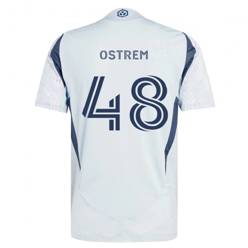 Danxen Criança Camisola Charlie Ostrem #48 Azul Branco Cinza Alternativa 2026/27 Camisa