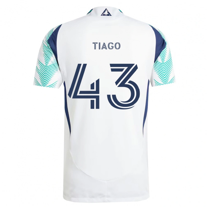Danxen Criança Camisola Santiago Suárez #43 Branco Azul Marinho Verde Claro Alternativa 2026/27 Camisa
