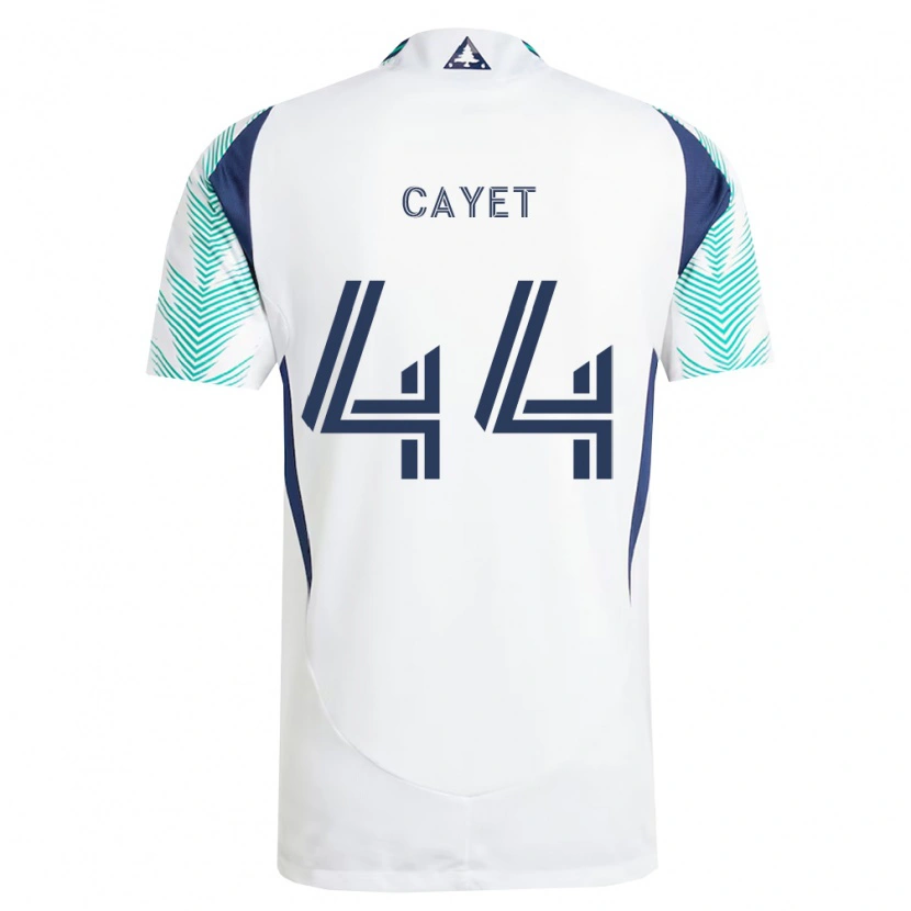 Danxen Criança Camisola Pierre Cayet #44 Branco Azul Marinho Verde Claro Alternativa 2026/27 Camisa