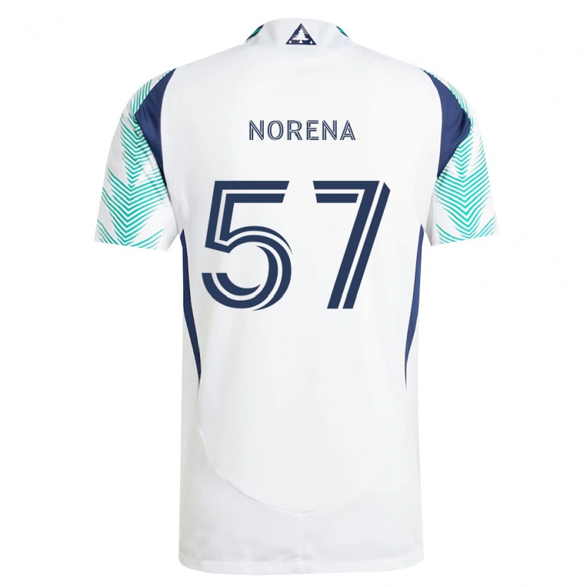 Danxen Criança Camisola Bryan Norena #57 Branco Azul Marinho Verde Claro Alternativa 2026/27 Camisa