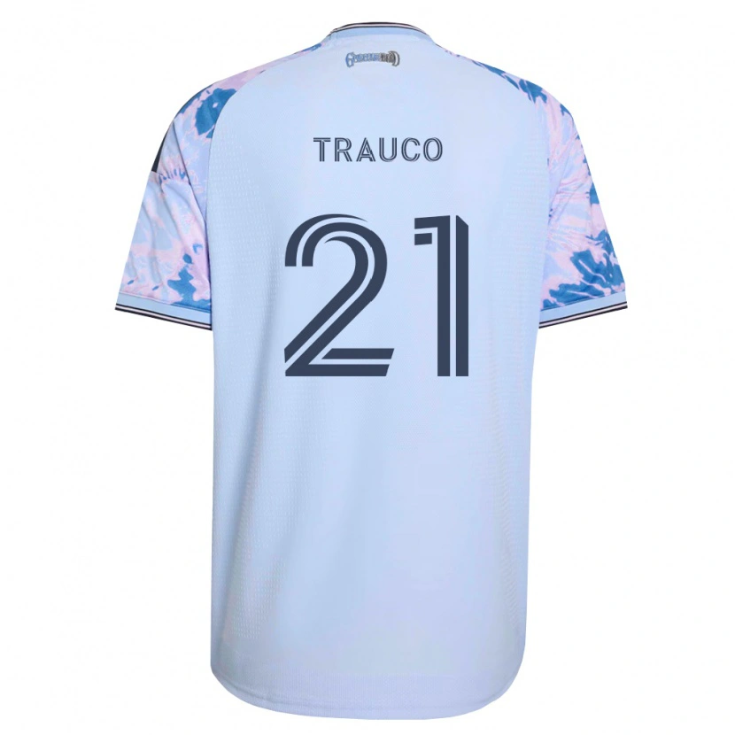 Danxen Criança Camisola Miguel Trauco #21 Azul Real Branco Preto Alternativa 2026/27 Camisa
