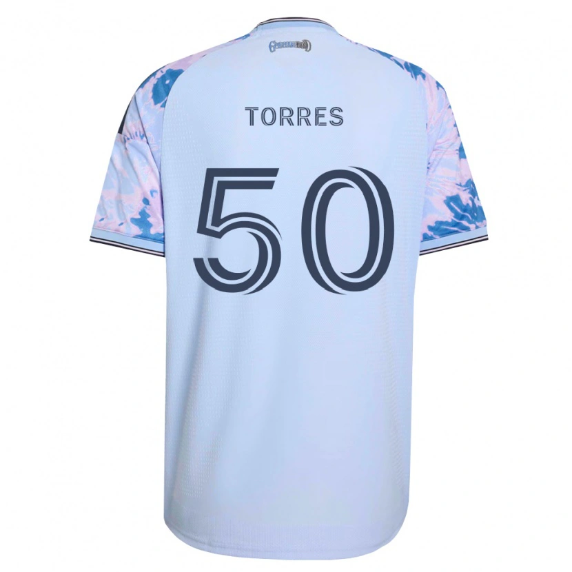 Danxen Criança Camisola Jorge Torres #50 Azul Real Branco Preto Alternativa 2026/27 Camisa