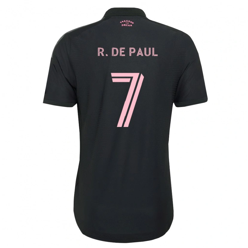 Danxen Criança Camisola Rodrigo De Paul #7 Rosa Preto Branco Alternativa 2026/27 Camisa