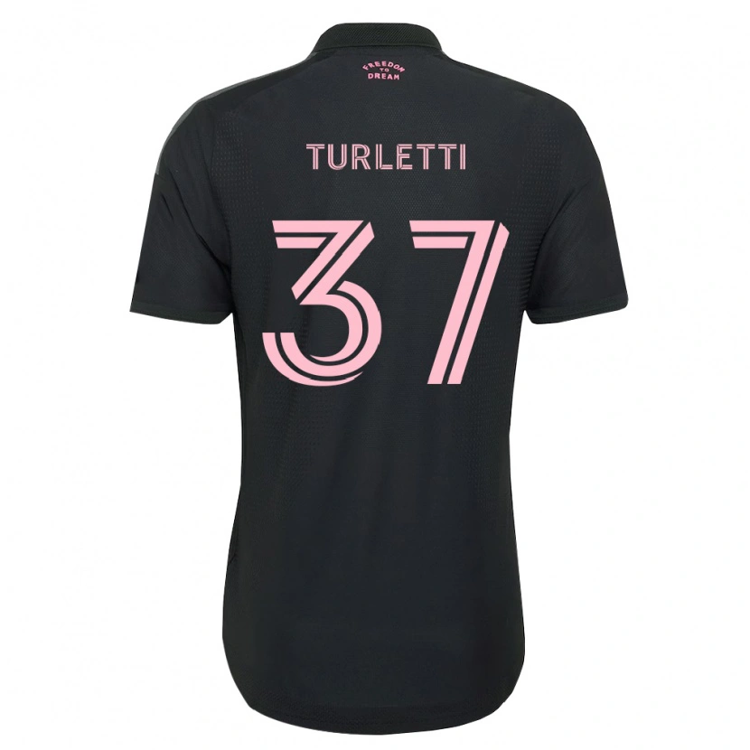 Danxen Criança Camisola Mateo Turletti #37 Rosa Preto Branco Alternativa 2026/27 Camisa