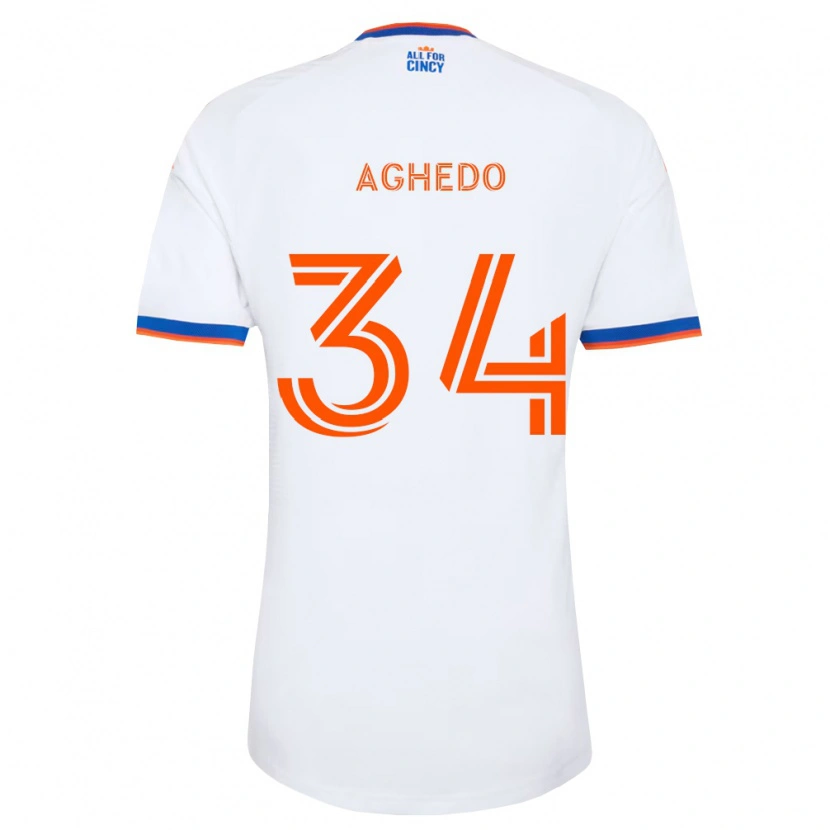 Danxen Criança Camisola London Aghedo #34 Branco Azul Marinho Laranja Alternativa 2026/27 Camisa