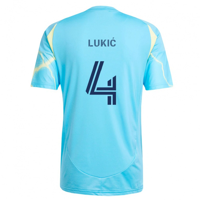 Danxen Criança Camisola Jovan Lukić #4 Azul Claro Preto Amarelo Claro Alternativa 2026/27 Camisa