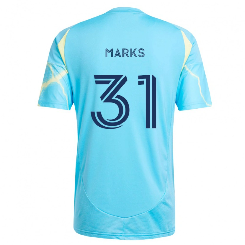 Danxen Criança Camisola George Marks #31 Azul Claro Preto Amarelo Claro Alternativa 2026/27 Camisa