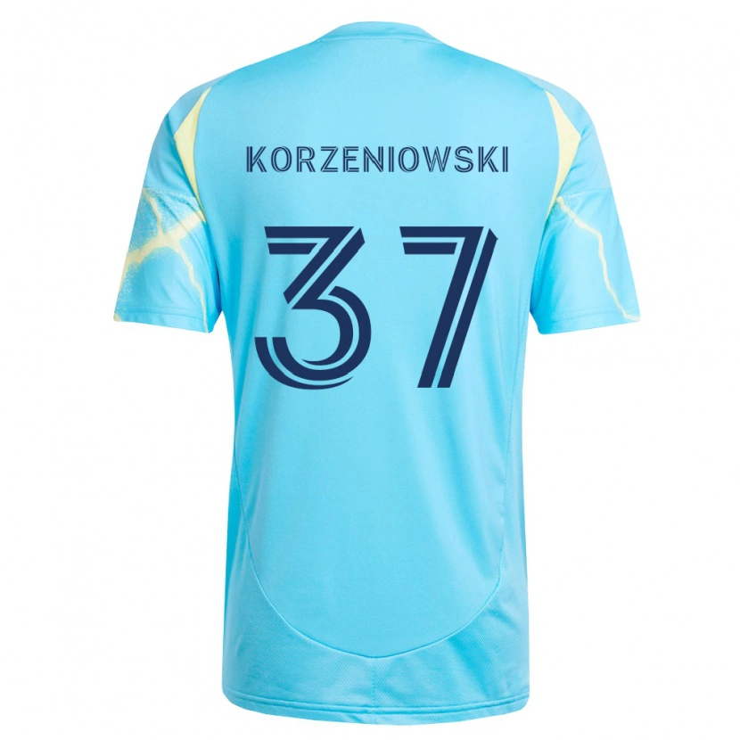 Danxen Criança Camisola Stas Korzeniowski #37 Azul Claro Preto Amarelo Claro Alternativa 2026/27 Camisa