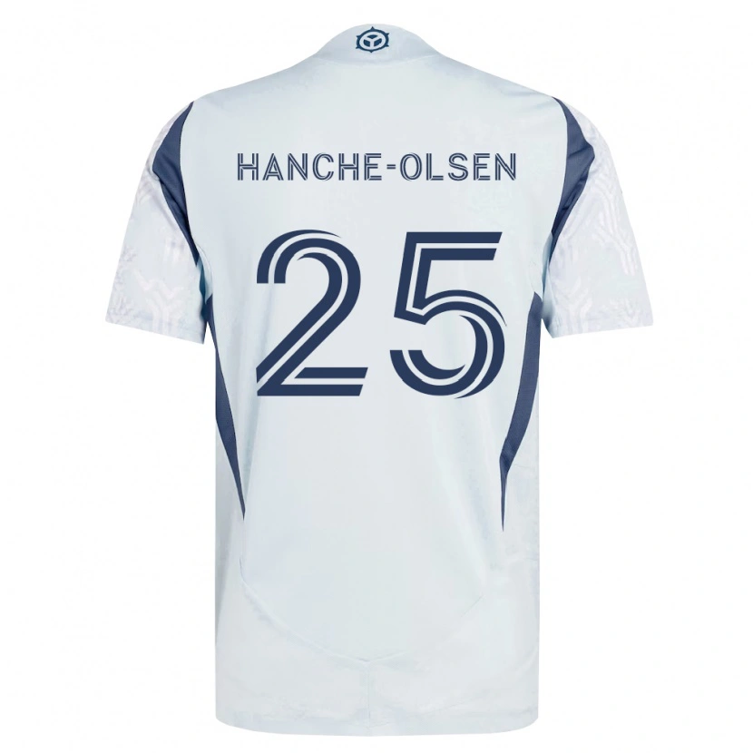 Danxen Criança Camisola Andreas Hanche-Olsen #25 Azul Branco Cinza Alternativa 2026/27 Camisa