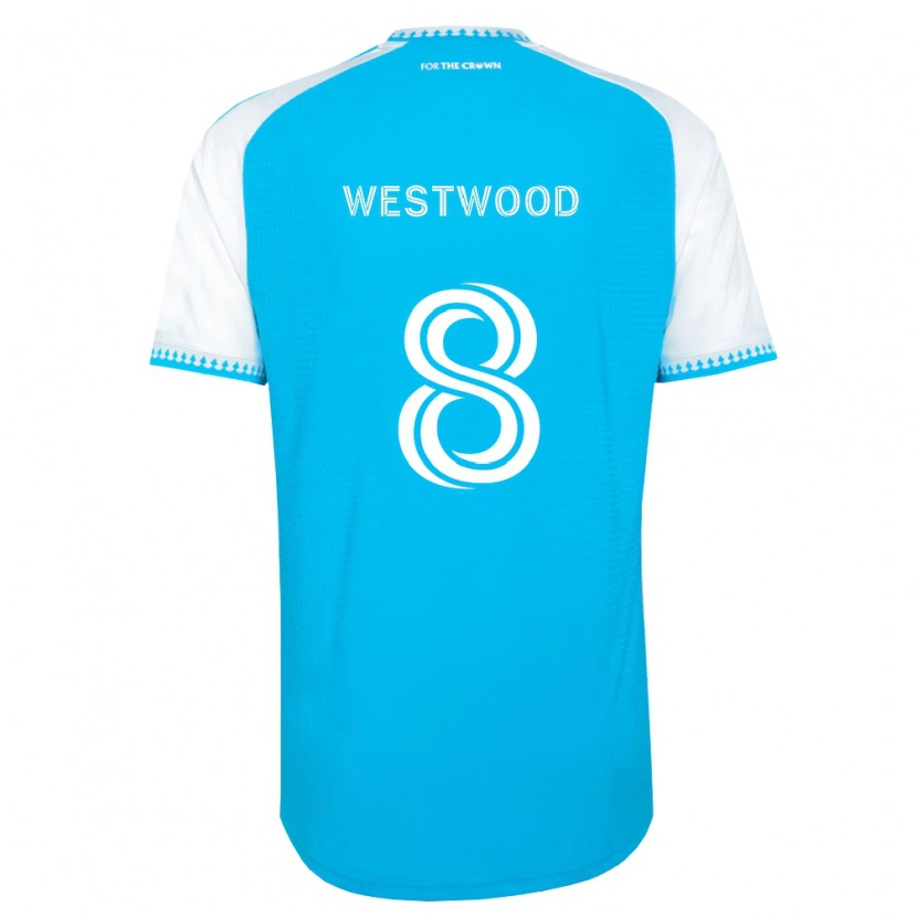 Danxen Homem Camisola Ashley Westwood #8 Azul Celeste Branco Preto Principal 2026/27 Camisa