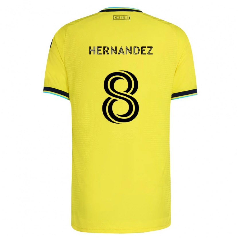 Danxen Homem Camisola Jonathan Hernández #8 Amarelo Brilhante Azul Marinho Principal 2026/27 Camisa