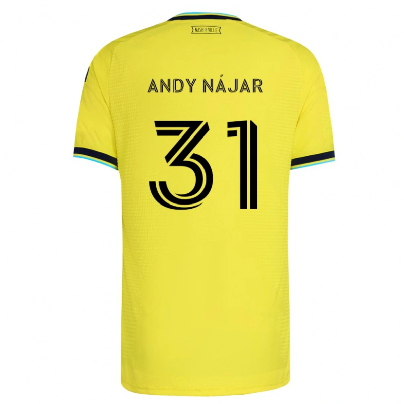 Danxen Homem Camisola Andy Nájar #31 Amarelo Brilhante Azul Marinho Principal 2026/27 Camisa