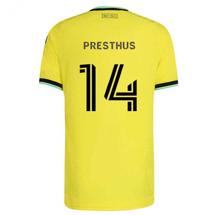 Danxen Homem Camisola Owen Presthus #14 Amarelo Brilhante Azul Marinho Principal 2026/27 Camisa