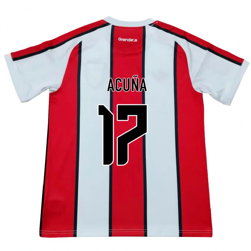 Danxen Homem Camisola Ayelén Acuña #17 Branco Vermelho Preto Alternativa 2026/27 Camisa
