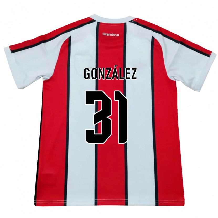 Danxen Homem Camisola Facundo González #31 Branco Vermelho Preto Alternativa 2026/27 Camisa