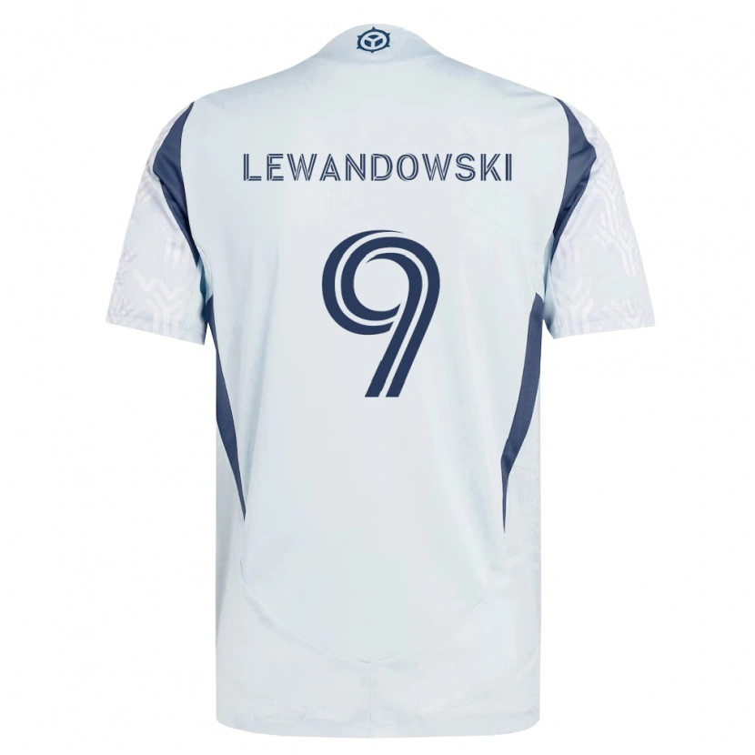 Danxen Homem Camisola Robert Lewandowski #9 Azul Branco Cinza Alternativa 2026/27 Camisa