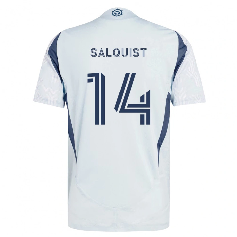 Danxen Homem Camisola Tobias Salquist #14 Azul Branco Cinza Alternativa 2026/27 Camisa