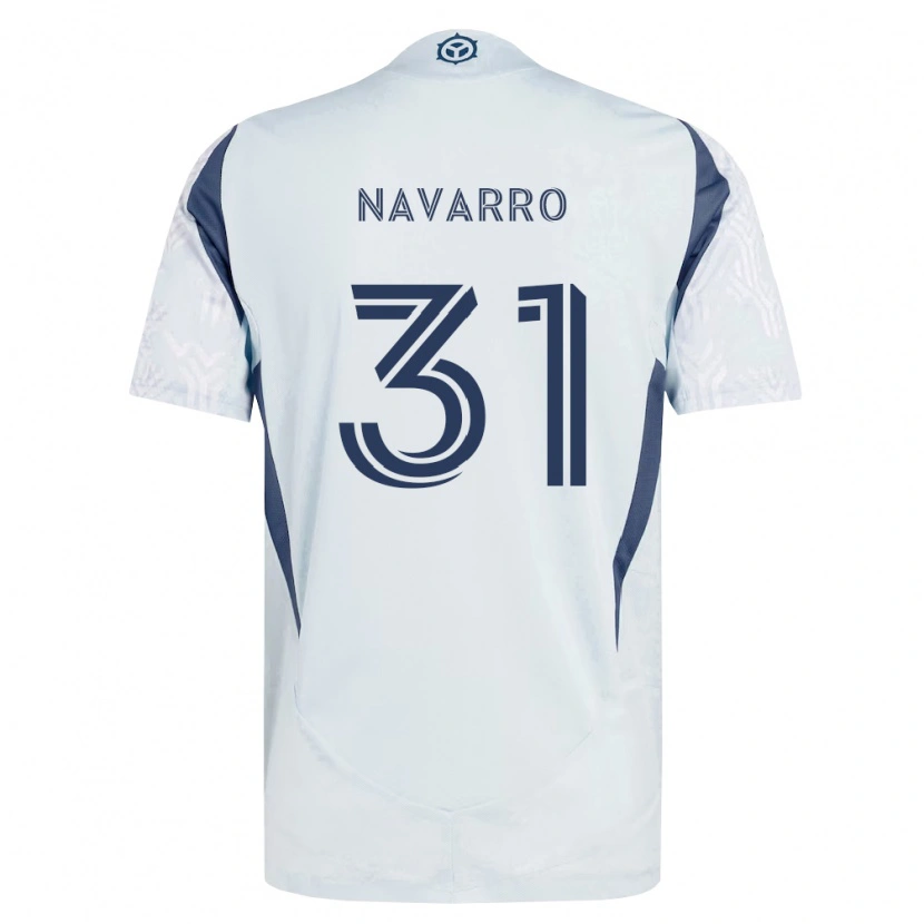 Danxen Homem Camisola Federico Navarro #31 Azul Branco Cinza Alternativa 2026/27 Camisa