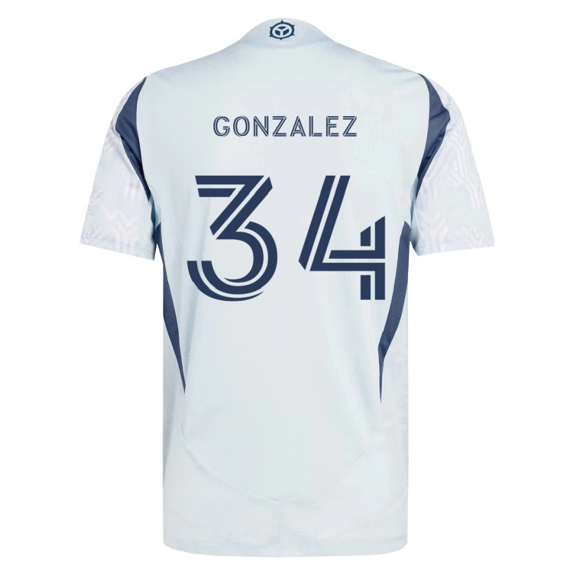 Danxen Homem Camisola Omar González #34 Azul Branco Cinza Alternativa 2026/27 Camisa