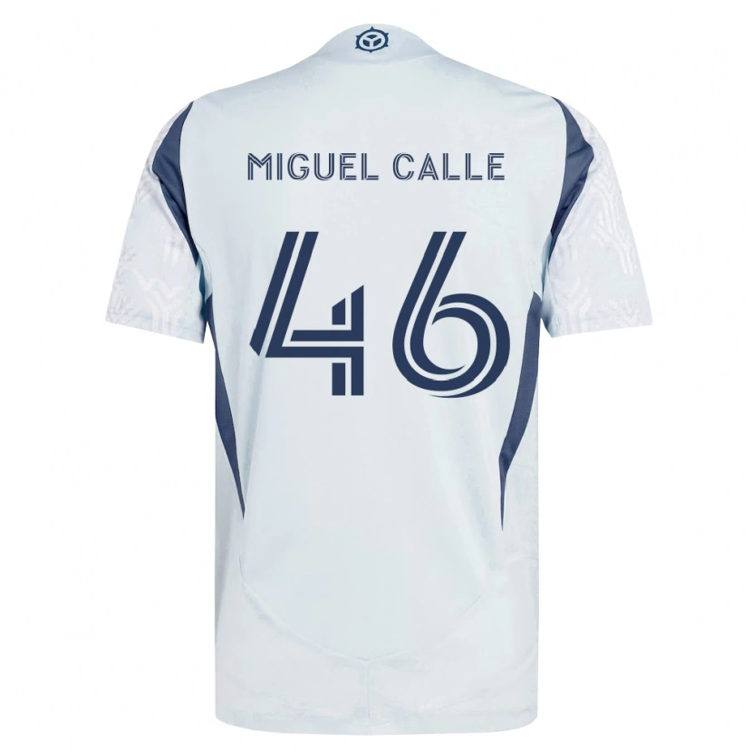 Danxen Homem Camisola Juan Miguel Calle #46 Azul Branco Cinza Alternativa 2026/27 Camisa