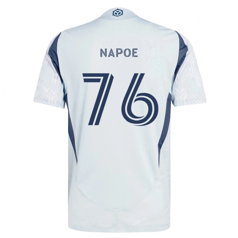 Danxen Homem Camisola Milan Napoe #76 Azul Branco Cinza Alternativa 2026/27 Camisa