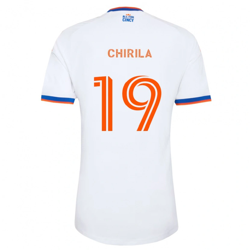 Danxen Homem Camisola Ștefan Chirilă #19 Branco Azul Marinho Laranja Alternativa 2026/27 Camisa