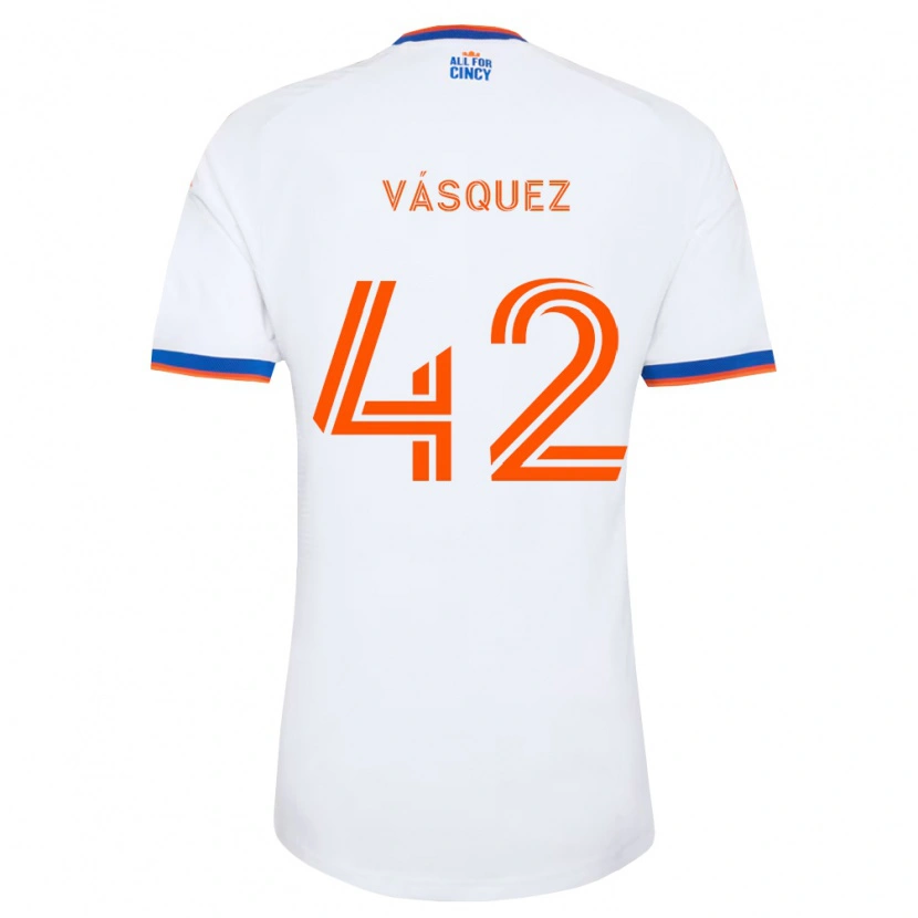 Danxen Homem Camisola Mathías Vásquez #42 Branco Azul Marinho Laranja Alternativa 2026/27 Camisa