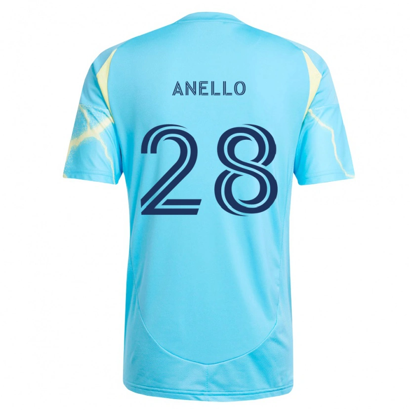 Danxen Homem Camisola Agustín Anello #28 Azul Claro Preto Amarelo Claro Alternativa 2026/27 Camisa