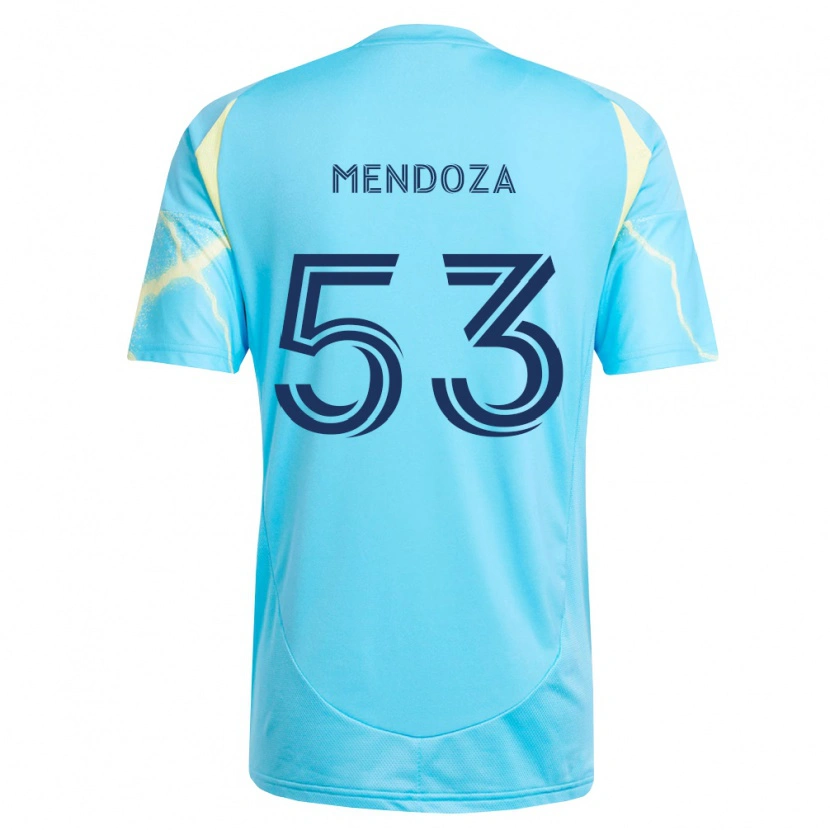 Danxen Homem Camisola Isaiah Mendoza #53 Azul Claro Preto Amarelo Claro Alternativa 2026/27 Camisa