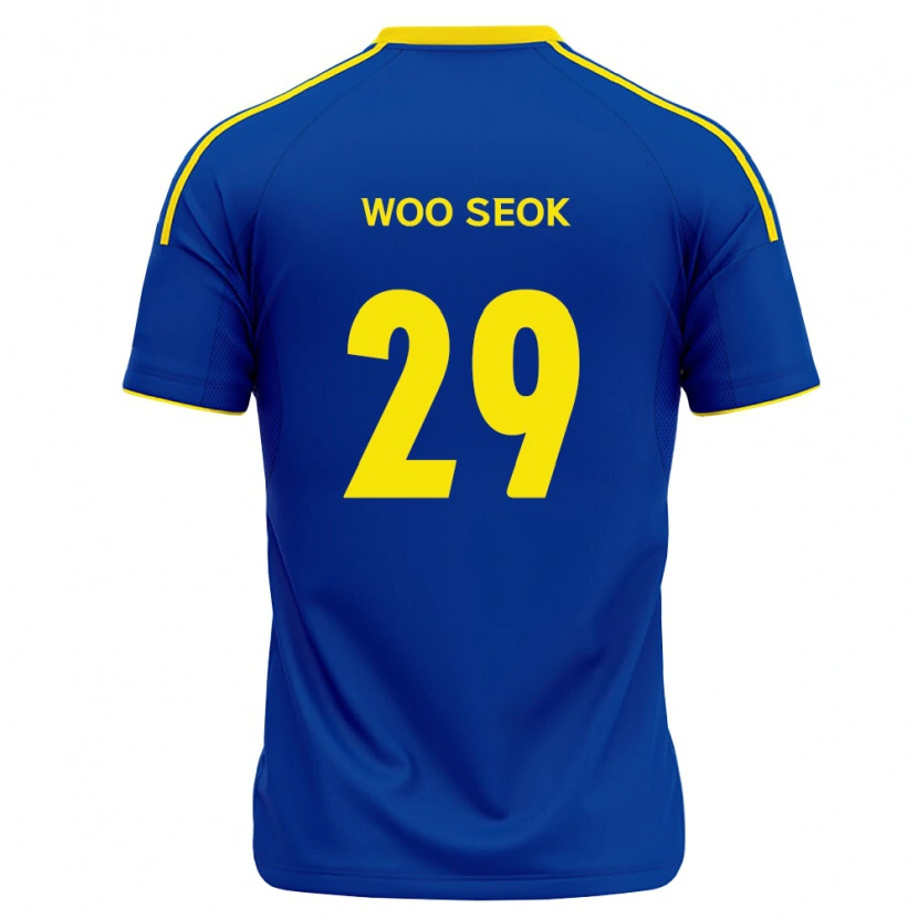 Danxen Mulher Camisola Woo-Seok Jung #29 Azul Real Amarelo Principal 2026/27 Camisa