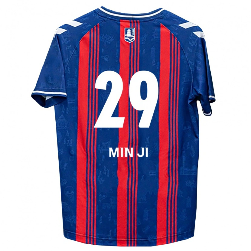 Danxen Mulher Camisola Min-Ji Jeon #29 Azul Vermelho Branco Principal 2026/27 Camisa