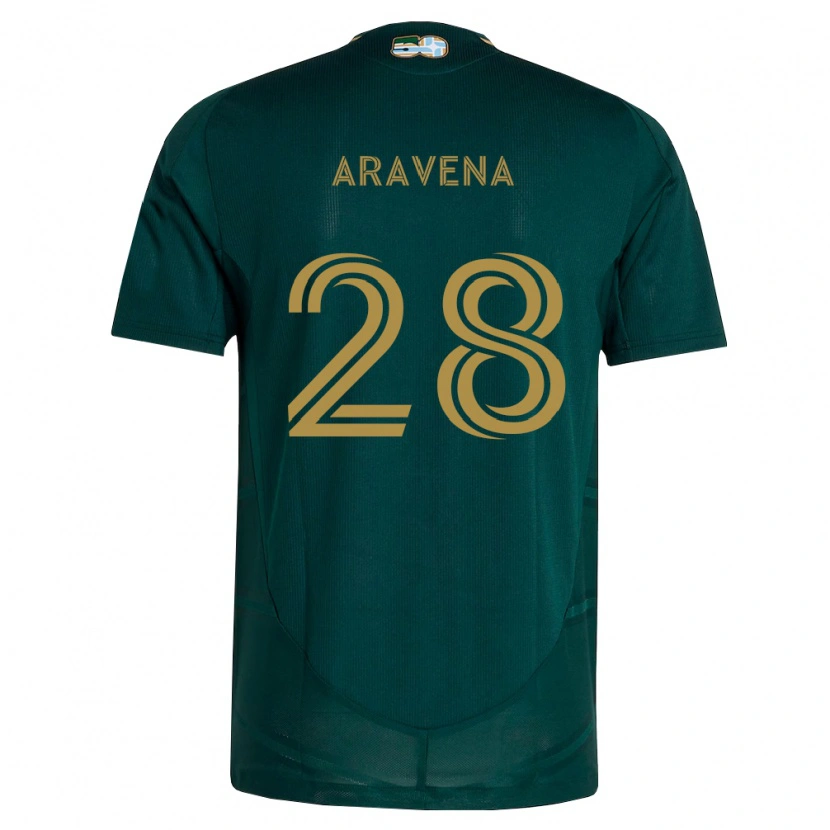 Danxen Mulher Camisola Alexander Aravena #28 Verde Escuro Marrom Principal 2026/27 Camisa