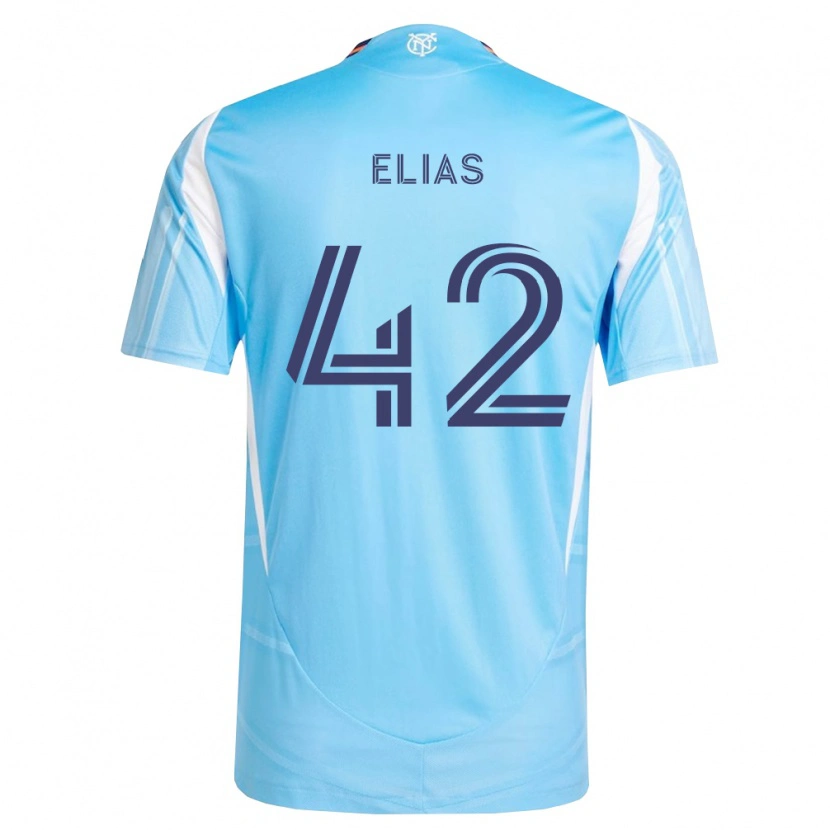 Danxen Mulher Camisola Piero Elias #42 Azul Celeste Branco Principal 2026/27 Camisa
