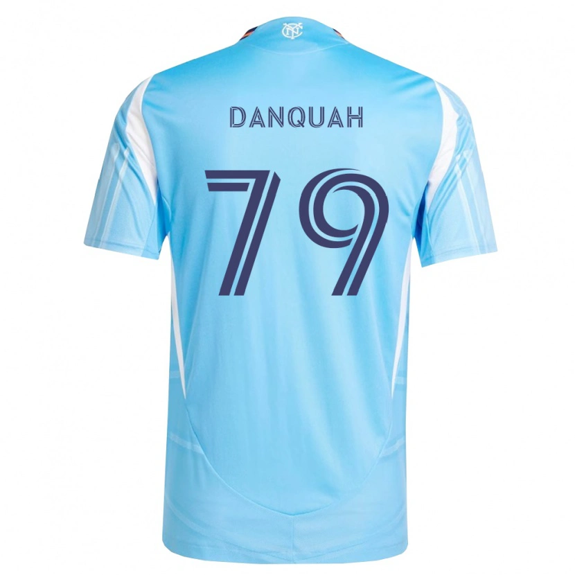 Danxen Mulher Camisola Caleb Danquah #79 Azul Celeste Branco Principal 2026/27 Camisa