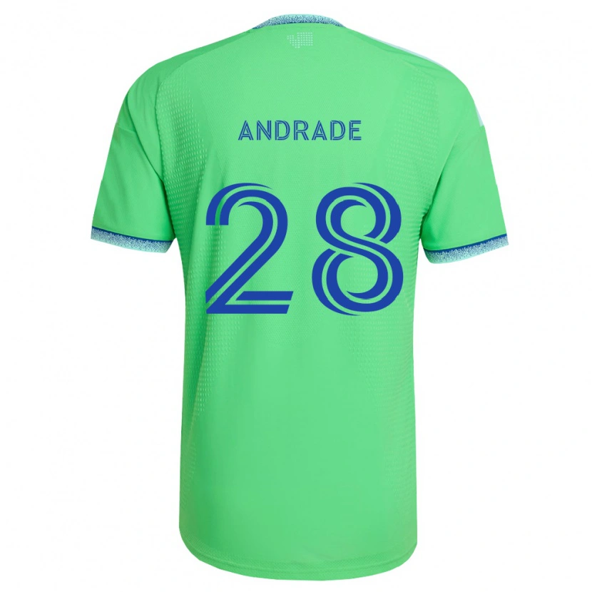 Danxen Mulher Camisola Yeimar Gómez Andrade #28 Verde Azul Claro Principal 2026/27 Camisa