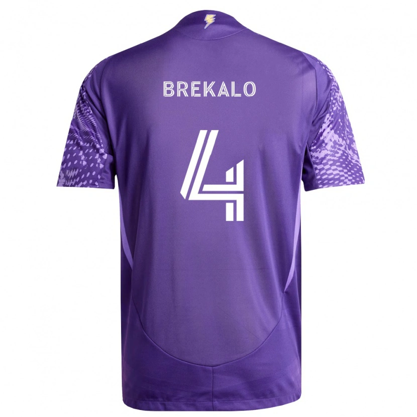 Danxen Mulher Camisola David Brekalo #4 Roxo Branco Principal 2026/27 Camisa